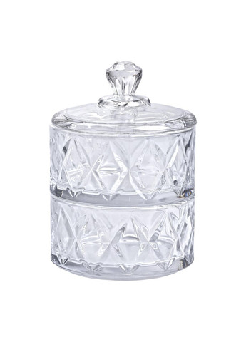 Конфетница стеклянная с крышкой Ø 10 см двухуровневая Yiwu (360454796)