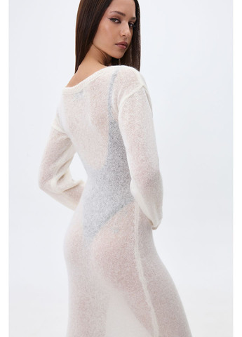 Молочное платье макси вязаное m-l молочный 2114 Papaya