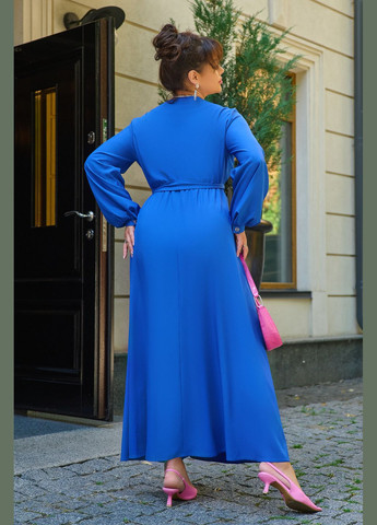 Синее вечернее вечернее платье колокол No Brand однотонное