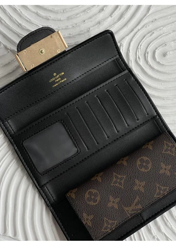 Гаманець Louis Vuitton подвійний коричневий+ чорний з бляшкою No Brand (366652962)