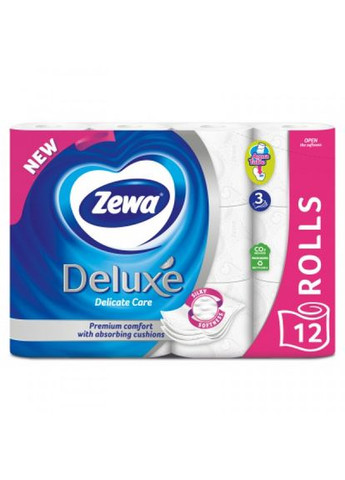 Туалетний папір Zewa deluxe білий 3 шари 12 рулонів (268145577)