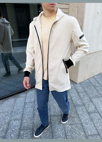 Бежева демісезонна вельветова куртка No Brand