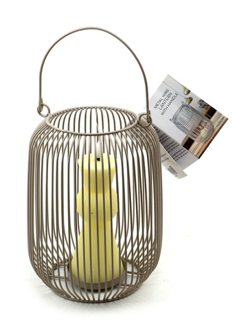 Декоративний металевий свічник 21,5х13х13 см бежевий Aldi (337511159)