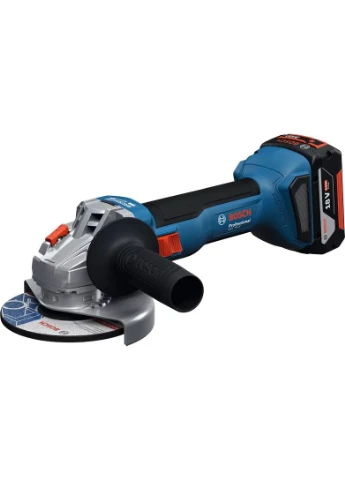 Аккумуляторная угловая шлифмашина Professional GWS 18V-8, 125 мм, 18 В, 2 x 5 А·ч, 0-11000 об/мин, вес 1.7 кг, комплект в кей Bosch (381189030)
