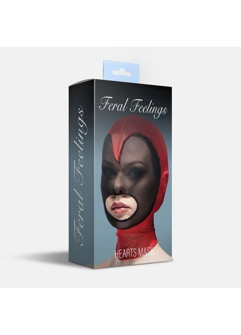 Маска серце сітка з відкритим ротом - Hearts Mask Red/Black Feral Feelings (298473494)