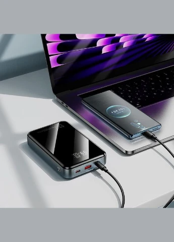 Зовнішній акумулятор — портативна батарея зарядне Q30A 20000 mAh 130W чорна Hoco (306523723)