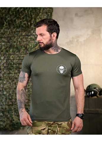 Тактична чоловіча футболка з принтом олива No Brand (350890474)