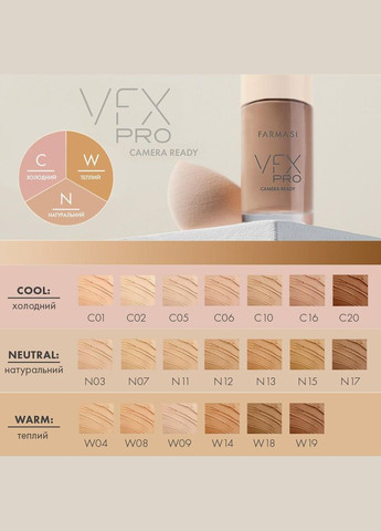 Тональний крем VFX Pro Camera Ready C10 30 мл Farmasi (294944715)