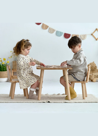 Дитячий столик і 2 стільчика Bear для дітей 2-4 років Натуральний Tatoy (292312768)