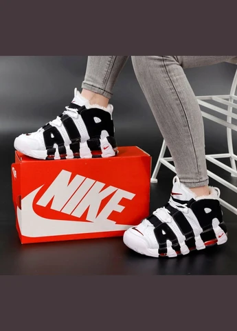 Кросівки зимові жіночі і чоловічі Nike Air More Uptempo winter white black fur | Найк Мор Уптемпо білі чорні з хутром No Brand білі зими (311225851)