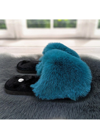 Бирюзовые тапочки женские меховые Lion