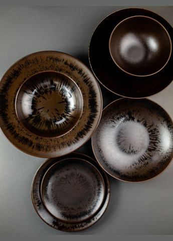 Тарілка плоска Mesa Brown Metalic Jaspe 21 см Mesa Ceramics (324250231)