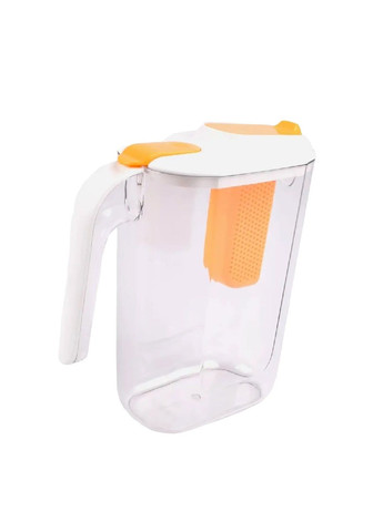 Комплект посуду пластиковий глечик з фільтром 4 склянками стійкий до різних температур (477114-Prob) Прозорий з помаранчевим Unbranded (294654857)