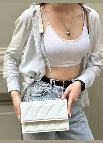 Женская белая сумка 10288 кросс-боди на цепочке No Brand (303323059)