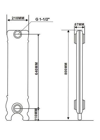 Чугунный радиатор отопления состаренная медь WarmWell VERONA (346477116)