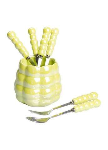 Набор десертных вилок и ложек на 3 персоны с подставкой из керамики 7 предметов Yiwu (356460227)