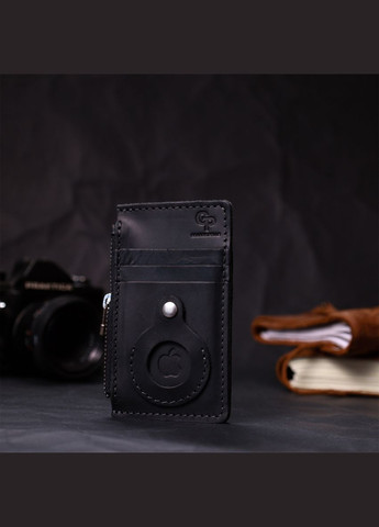 Вертикальный картхолдер с держателем для Apple AirTag из натуральной кожи 11626 Черный Grande Pelle (331911510)