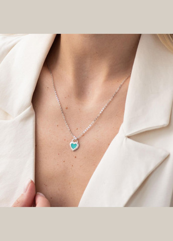 Срібне кольє Сердечко з емаллю 181192 47 Oniks (264392859)