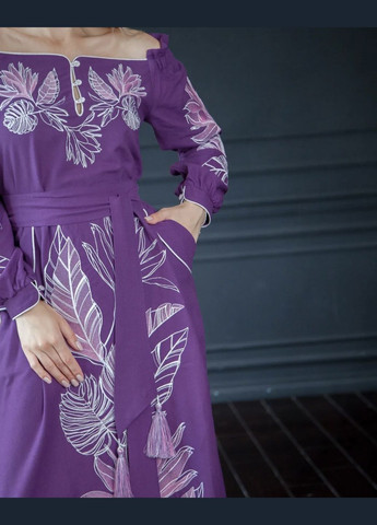 Фіолетовий зимній жіноча вишита сукня княжна фіолетова Galychanka 4613