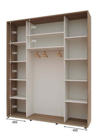 Шкаф-купе трехдверный Комфорт Мебель 180*60*210 см Трюфель 3 двери Зеркало Макси Комфорт Меблі (360438575)
