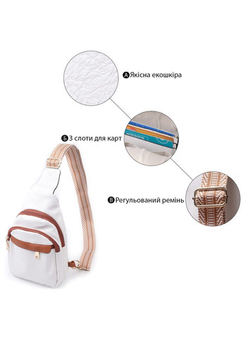 Женская сумка через плечо с отверстием для наушников из экокожи 22785 Белый Vintage (303877209)