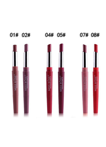Матовая помада + карандаш для губ MISS ROSE, водостойкие пигменты. Dragon (366668664)