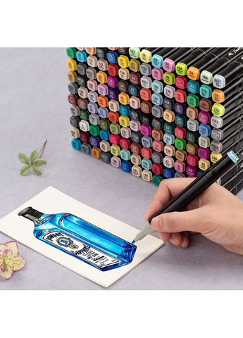 Набір скетч-маркерів для малювання двосторонні 2 стрижня кулястий і клиноподібний 262шт Black No Brand (370709454)