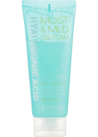 Гелевая очистительная пенка с гиалуроновой кислотой и AHA, BHA кислотами Hyaluronic Acid Moist & Mild Gel Foam 200ml (853629-9814) FarmStay (368639917)
