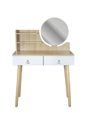 Туалетный столик Scandi с ящиками, кожаные ручки, светлый бук Jumi (361952699)