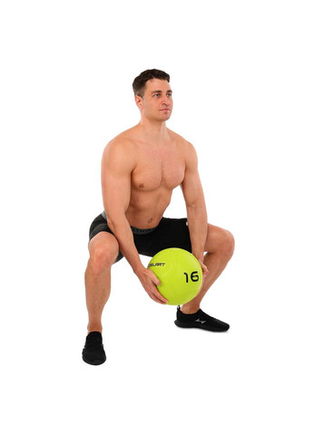 Слембол набивний м'яч для кросфіту та фітнесу Slam Ball Mdbuddy Салатовий (вага 16 кг) FI-1774-16 Zelart (367617547)