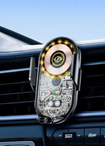 Автодержатель для телефона с беспроводной зарядкой поворотом на 360° 15W Lightning Micro Type-C 115x110x70 мм (479088-Prob) Unbranded (315737629)