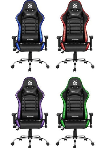 Геймерское кресло Defender Ultimate полиуритановое с RGB подсветкой (Черное) No Brand (332634558)
