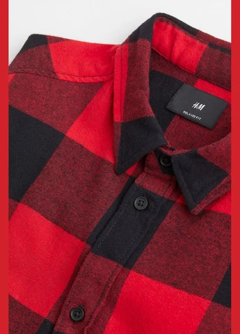 Красная кэжуал рубашка в клетку H&M