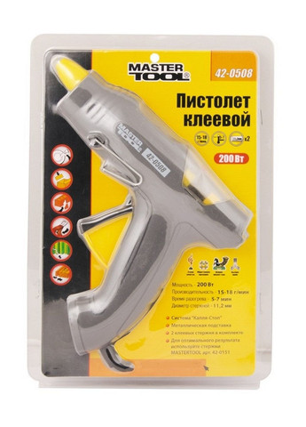 Клейовий пістолет Крапля-Стоп, Ø11.2 мм, 200 Вт 15-18 г/хв Master Tool (288185896)