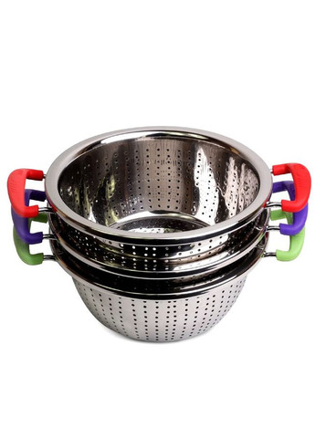 Дуршлаг 26 см нержавеющая сталь с силиконовыми ручками Kamille (360560261)