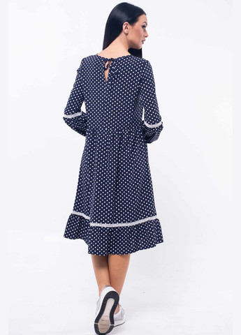 Синее повседневный бохо-платье свободного силуэта с кружевом, рукавами и завязкой на спинке 2/2 (вл 10.2-82/18) RiMari