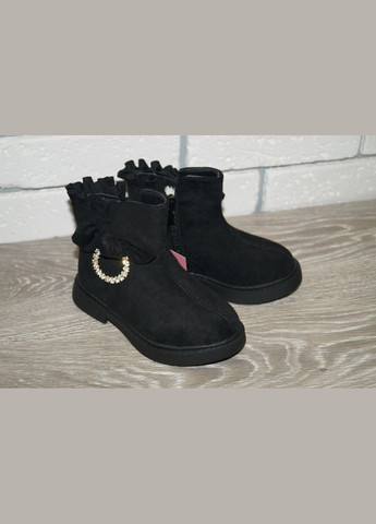 Черные повседневные, кэжуал зимние зимние ботинки для девочки черные Lilin