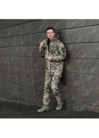 Оливковая (хаки) демисезонная куртка motive военная batal пиксель Pobedov