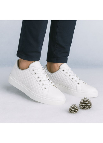 Белые зимние мужские зимние кроссовки lux 6207 белые кожаные с шерстью Kindzer Lux-6207