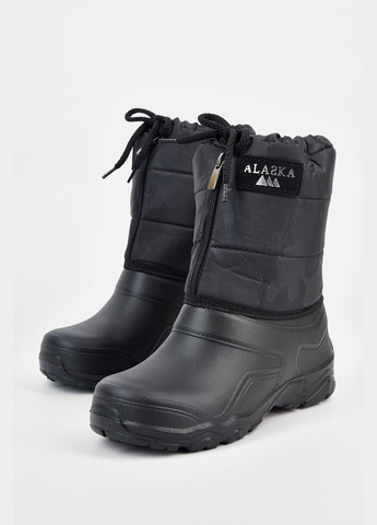 Черные дутики детские на искусственном меху черного цвета Let's Shop на липучке