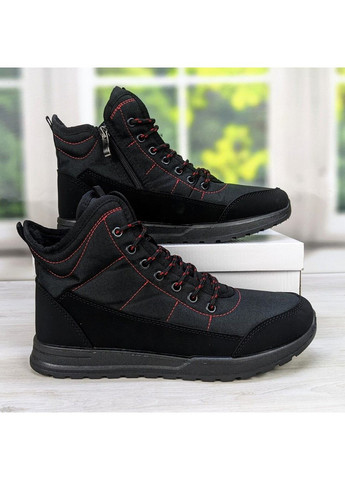 Черные зимние ботинки мужские зимние черные на шнурках Progress