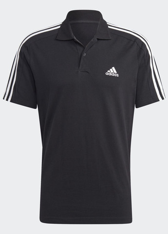 Черная футболка-поло essentials piqué embroidered small logo 3-stripes adidas