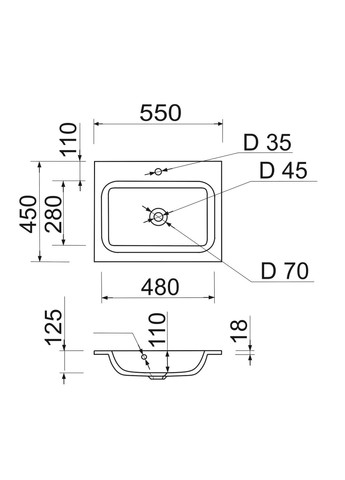 Раковина, умивальник FRATE, штучний камінь, прямокут. Adamant (365748631)