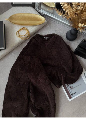 Коричневая зимняя пижама тёплая зимняя из махры Nositi 1851-13