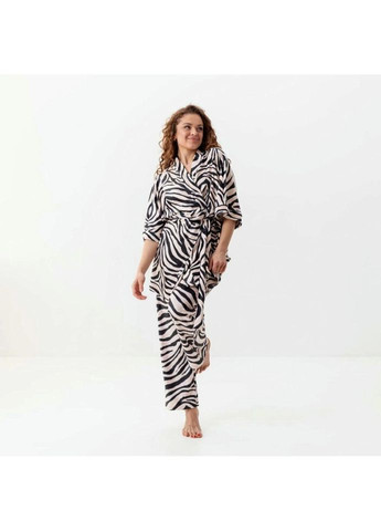 Комбинированная всесезон комплект женский из плюшевого велюра штаны и халат зебра 3408_s 15915 s FlexDress