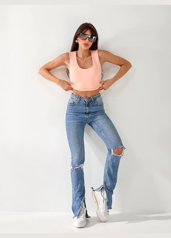 Майка базова жіноча пудрового кольору 33319 Fashion — 333935348