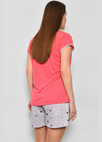 Рожева всесезон піжама жіноча напівбатальна рожевого кольору футболка + шорти Let's Shop