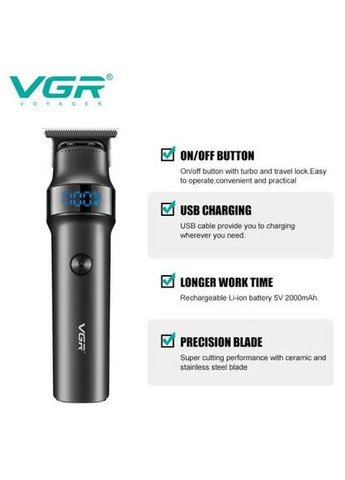 Машинка для стрижки волосся V-987 BLACK, для стрижки посіченого волосся VGR (364664334)