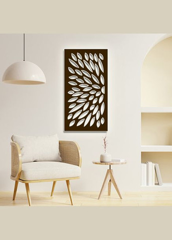Панно 3D декоративное с объемом 15 мм для стен, коричневое Листья 100 х 53 см Декоинт (276708319)
