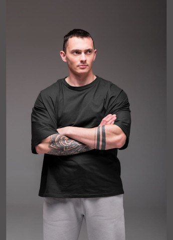 Черная мужская базовая футболка оверсайз с коротким рукавом Vakko